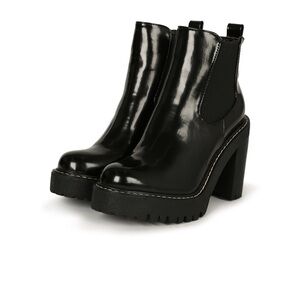 Platform Patent Chunky Heel Bootie